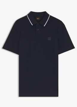 BOSS Heren Regular fit polo met getipte boorden in de kleur Blauw