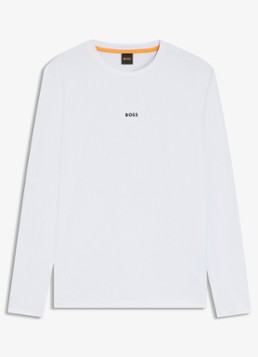 BOSS Heren Tchark longsleeve met logoprint in de kleur White-100 / Wit