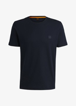 BOSS Heren T-shirt van katoenen jersey met logopatch in de kleur Donkerblauw
