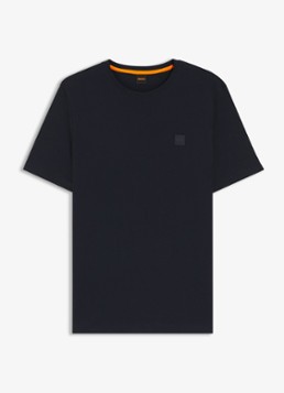 BOSS Heren T-shirt van katoenen jersey met logopatch in de kleur Donkerblauw