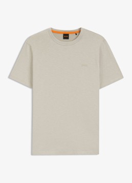 BOSS Heren T-shirt van slubkatoen met logodetail in de kleur Donkerbeige