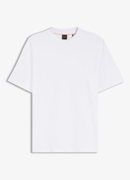 BOSS Heren T-shirt met logoborduring in de kleur Wit