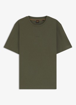 BOSS Heren T-shirt van stretchkatoen met contrastlogo in de kleur Bright Green-325 / Groen