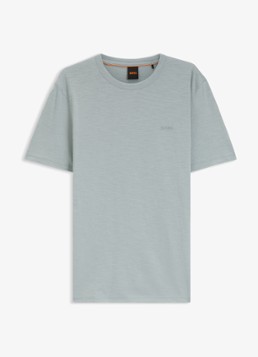 BOSS Heren T-shirt van slubkatoen met logodetail in de kleur Open Grey-084 / Grijs