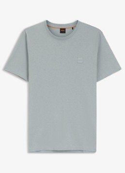 BOSS Heren T-shirt van katoenen jersey met logopatch in de kleur Grijs
