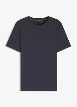 BOSS Heren T-shirt van katoenen jersey met logopatch in de kleur Donkerblauw