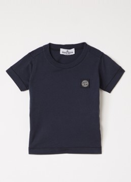 Stone Island Jongens 00002 T-shirt met logoborduring in de kleur Donkerblauw, maat: 98
