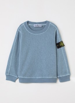 Stone Island Jongens 00012 sweater met logo in de kleur Staalblauw, maat: 92