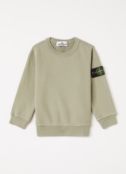 Stone Island Jongens 00001 sweater met logo in de kleur Lindegroen, maat: 98
