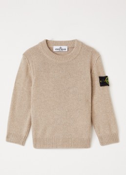 Stone Island Jongens 00002 fijngebreide trui in kasjmierblend in de kleur Beige, maat: 98