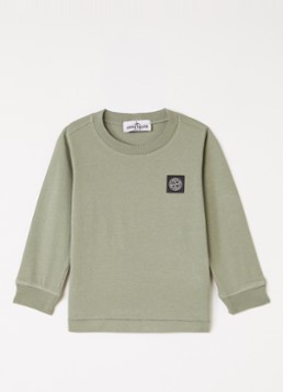 Stone Island Jongens 00002 longsleeve met logoborduring in de kleur Antraciet, maat: 92