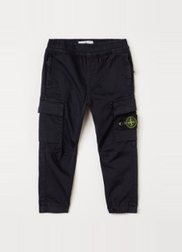 Stone Island Jongens 00006 tapered fit cargobroek in de kleur Donkerblauw, maat: 98