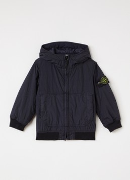 Stone Island Jongens 00003 gewatteerd jack met capuchon en ritszakken in de kleur Donkerblauw, maat: 98