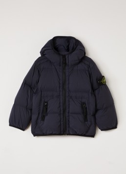 Stone Island Jongens Gewatteerd jack met capuchon en ritszakken in de kleur Donkerblauw, maat: 92