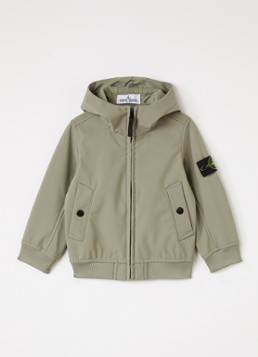 Stone Island Jongens 00001 softshell jack met logo in de kleur Olijfgroen, maat: 98