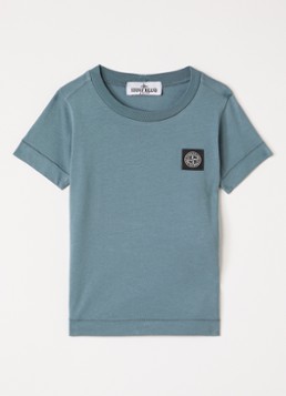 Stone Island Jongens 00003 T-shirt met logo in de kleur Staalblauw, maat: 98