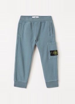 Stone Island Jongens Tapered fit joggingbroek met logo in de kleur Blauwgrijs, maat: 98
