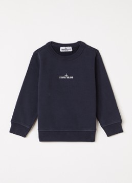 Stone Island Jongens 00014 sweater met logo- en backprint in de kleur Donkerblauw, maat: 98