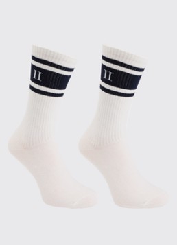 Les Deux Heren William sportsokken met logo in 2-pack in de kleur Gebroken wit, maat: 39-42