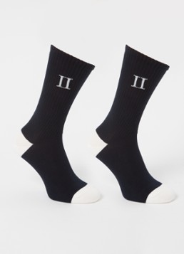 Les Deux Heren William sokken in katoenblend in 2-pack in de kleur Donkerblauw, maat: 43-46