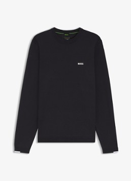 BOSS Heren Trui van katoen met contrastlogo in de kleur Donkerblauw