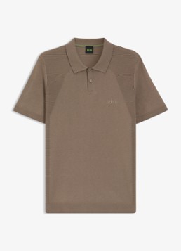 BOSS Heren Polo met logoborduring in de kleur Bruin
