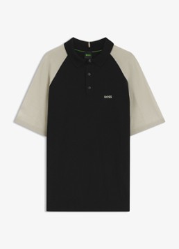 BOSS Heren Polo met logo en korte mouwen in de kleur Zwart