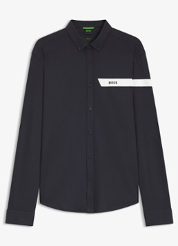 BOSS Heren Overhemd met logo in de kleur Donkerblauw