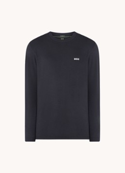 BOSS Heren Longsleeve met logo in de kleur Donkerblauw