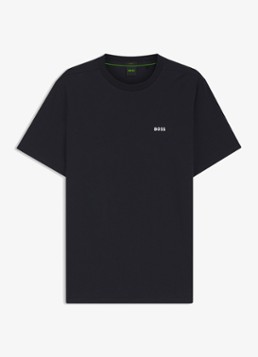 BOSS Heren T-shirt van stretchkatoen met logodetail in de kleur Dark Blue-402 / Blauw