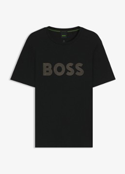 BOSS Heren T-shirt met logoprint in de kleur Zwart