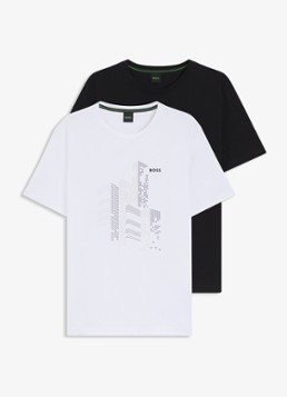 BOSS Heren T-shirt met logoprint in 2-pack in de kleur Wit