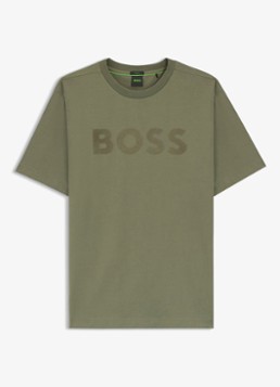 BOSS Heren T-shirt met logo in de kleur Khaki