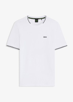 BOSS Heren Taul T-shirt met logo en stretch in de kleur Wit