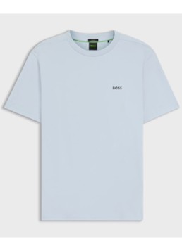 BOSS Heren T-shirt van stretchkatoen met logodetail in de kleur Light/Pastel Blue-455 / Blauw
