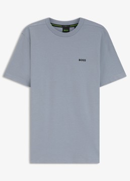 BOSS Heren T-shirt van stretchkatoen met logodetail in de kleur Dark Grey-026 / Grijs