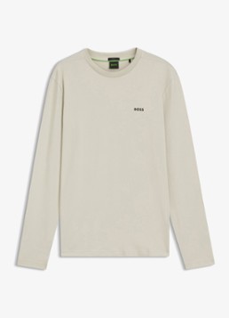 BOSS Heren Longsleeve met logo in de kleur Light Beige-275 / Beige