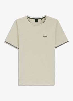 BOSS Heren Taul T-shirt met logo en stretch in de kleur Light Beige-275