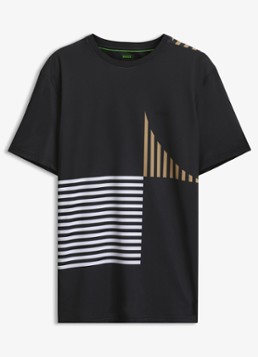 BOSS Heren T-shirt met logo- en backprint in de kleur Zwart