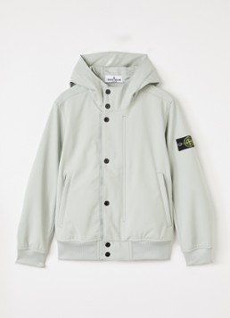 Stone Island Jongens S0A22 softshell jack met logo en waterafstotende coating in de kleur Lindegroen, maat: 12J = 152