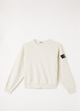 Stone Island Jongens S0040 sweater met logo in de kleur Creme, maat: 14J = 164