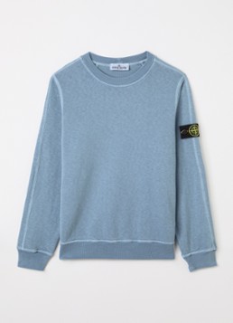 Stone Island Jongens 00012 sweater met logo in de kleur Staalblauw, maat: 8J = 128