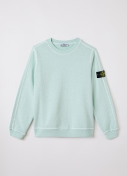 Stone Island Jongens 00012 sweater met logo in de kleur Lichtblauw, maat: 8J = 128