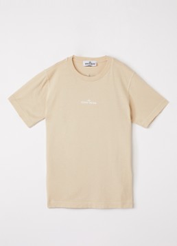Stone Island Jongens S0377 T-shirt met logo- en backprint in de kleur Beige, maat: 8J = 128