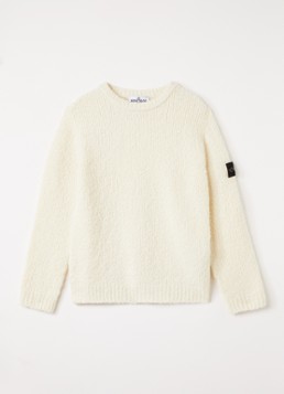 Stone Island Jongens Trui van scheerwol met logo in de kleur Beige, maat: 14J = 164