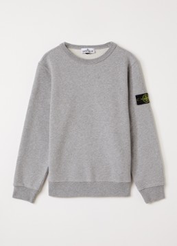 Stone Island Jongens 00002 sweater met logo in de kleur Grijsmele, maat: 14J = 164