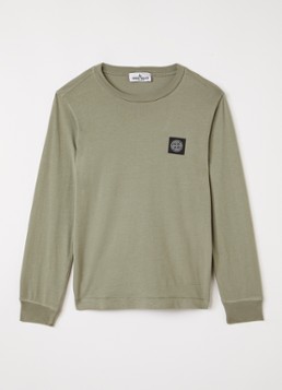 Stone Island Jongens 00002 Longsleeve met logo in de kleur Antraciet, maat: 6J = 116