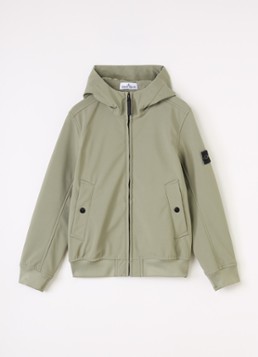 Stone Island Jongens S0B22 softshell jack met logo in de kleur Olijfgroen, maat: 14J = 164
