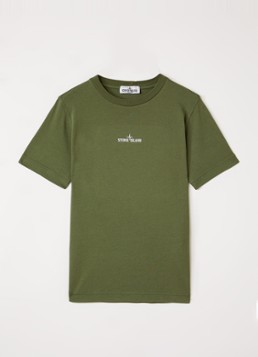 Stone Island Jongens 00005 T-shirt met logo in de kleur Legergroen, maat: 8J = 128