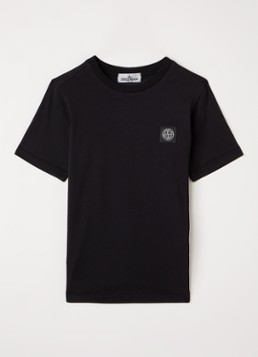 Stone Island Jongens 00003 T-shirt met logo in de kleur Zwart, maat: 14J = 164